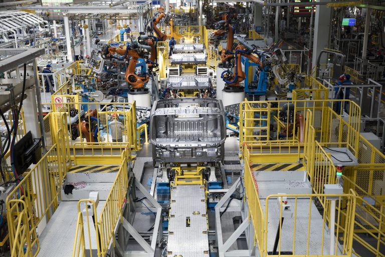 FOTON Tunland pickup bodies moving through the automated assembly line